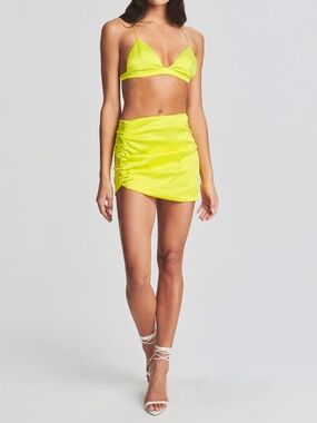 SÉR.O.YA Neon Yellow SAPO SILK MINI SKIRT | NWT | XS